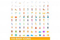 100 baby icons set, cartoon style Product Image 1