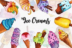 20 Watercolor Ice Creams Product Image 1