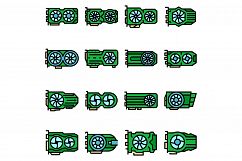 Graphics card icons set vector flat Product Image 1