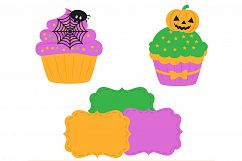 Halloween Cupcake Digital Paper, Halloween Digital Paper, Spider Digital Paper, Pumpkin Digital Paper. Product Image 3