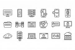 Online multi-factor authentication icons set, outline style Product Image 1