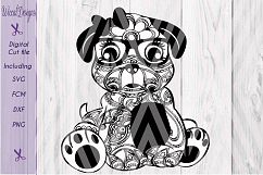 Paisley Hipster pug svg, pug svg, pug line art svg,  Product Image 2