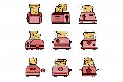 Toaster icons set line color vector Product Image 1