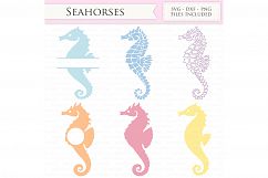 Seahorse SVG Files - nautical, sea horse monogram cut files for Cricut and Silhouette - ocean SVG, dxf, png, jpg files Included. Product Image 2