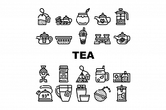 Tea Healthy Drink Collection Icons Set Vector Product Image 1