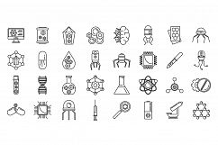 Nanotechnology science icons set, outline style Product Image 1