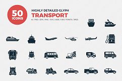 JI-Glyph Transport Icons Set Product Image 1