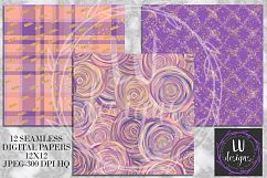 Floral Glitter Digital Paper Pack, Purple Floral Wedding Backgrounds Product Image 4