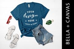 Teal Bella Canvas 3001 T Shirt Mockup Womens Mockup Flat Lay Product Image 1