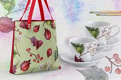 Autumn viburnum leaf PNG watercolor set Product Image 7