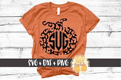 Leopard Print Pumpkin Monogram Frame - Pumpkin SVG File Product Image 1