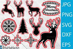 Monogram Reindeers - Clip art / Cutting Files - 61c Product Image 1