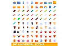 100 universal icons set, cartoon style Product Image 1