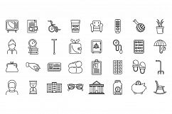 Retirement plan icons set, outline style Product Image 1
