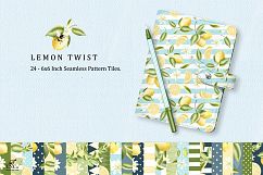 Lemon Fruit Seamless Pattern Tiles 6 x 6 Inches. Product Image 1