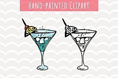 Hand painted watercolor cocktail digital clip art Product Image 1