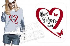 Best Mom Ever Heart Machine Embroidery Design 4 Sizes Product Image 1