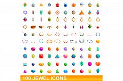 100 jewel icons set, cartoon style Product Image 1