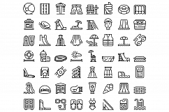 Water park icons set, outline style Product Image 1