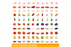 100 food icons set, cartoon style Product Image 1