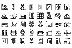 Builder icons set, outline style Product Image 1