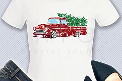 Distressed Red Christmas truck SVG DXF PNG EPS files Product Image 3