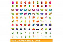 100 universal icons set, cartoon style Product Image 1