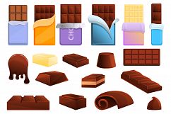 Chocolate icons set, cartoon style Product Image 1