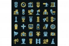 Photographer equipment icons set vector neon Product Image 1