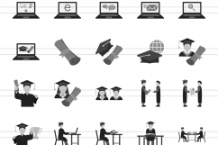 150 Academics Flat Greyscale Icons Product Image 2
