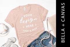 Heather Prism Peach Bella Canvas 3001 T-Shirt Mockup Apparel Product Image 1