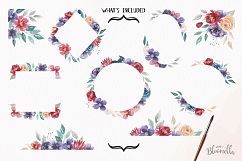 Jewel Frames Watercolor Clipart Border Red Blue Purple Flowers Florals Product Image 2