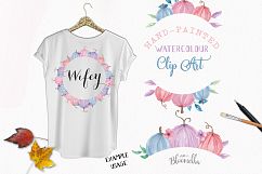 Pumpkin Pastels Festival Frames Watercolor Clipart Border Pink Purple Autumn Fall Product Image 3