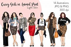 Fashion clipart - Curvy Girls in Animal Print - Light Skin Product Image 1