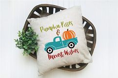 Pumpkin Kisses &amp; Harvest Wishes SVG - Fall SVG Cut File DXF Product Image 2