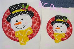 Snowman Circle Machine Applique Embroidery Design Product Image 1