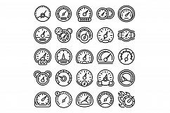 Speedometer icons set, outline style Product Image 1