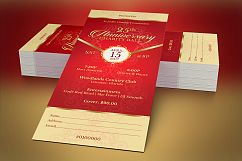 Red Gold Anniversary Gala Ticket Template Product Image 2