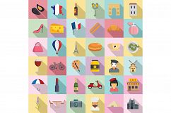 France icons set, flat style Product Image 1