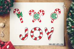 Christmas Candy Cane SVG - Candy Cane Monogram SVG Product Image 1