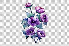 Bouquet of purple poppy PNG watercolor set Product Image 2