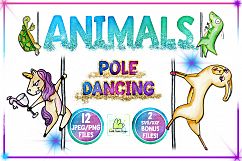 Clipart, Sublimation, Funny Animal,Pole Dancing, Unicorn Product Image 1