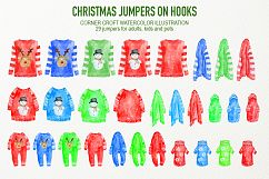 Hand Painted Watercolor Christmas Jumpers on Hooks Clipart Product Image 4