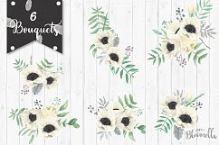 Winter Watercolor Flower Festive Hand Painted Clipart Anemones Package  Product Image 4