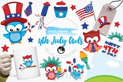 4th July Owls  graphics and illustrations Product Image 1