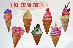 Watercolor Ice Cream Clip Art Product Image 5