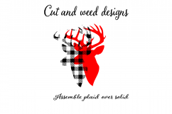  Buffalo Plaid Reindeer Deer Head Silhouette Printable svg cut files for silhouette or cricut Product Image 3