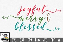 Joyful Merry &amp; Blessed SVG - Christmas SVG Cut File DXF EPS Product Image 1