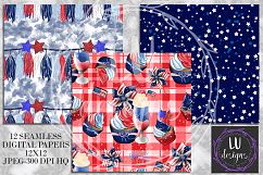 4th Of July Digital Papers, Independence Day Seamless Patterns, USA Backgrounds Product Image 2