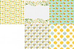 Easter digital paper Easter bunny scrapbook papers chick wallpaper easter eggs background carrot, flower, spring, planner sticker, yellow Product Image 3